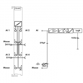 WAGO | 753-457 | 4-CHANNEL ANALOG INPUT; &plusmn;10 VDC; SINGLE-END