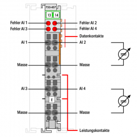 WAGO | 753-457 | 4-CHANNEL ANALOG INPUT; &plusmn;10 VDC; SINGLE-END