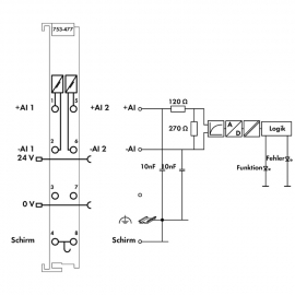 WAGO | 753-477 | 2-CHANNEL ANALOG INPUT; 0 &hellip; 10 V AC/DC; DIF