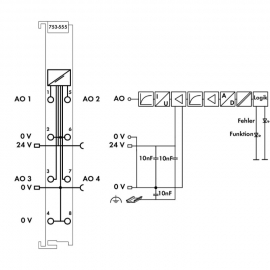 WAGO | 753-555 | 4-CHANNEL ANALOG OUTPUT; 4 &hellip; 20 MA; LIGHT G