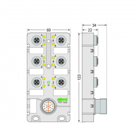 WAGO | 757-165 | M12 SENSOR/ACTUATOR BOX; 6-WAY; 5-POLE; M23
