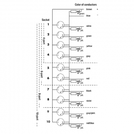 WAGO | 757-403/000-005 | M8 SENSOR/ACTUATOR BOX; 10-WAY; 3-P
