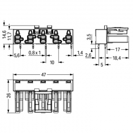 WAGO | 770-845/011-000/060-000 | SOCKET FOR PCBS ANGLED 5-PO