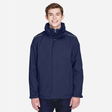 Core 365 Men's Region 3-in-1 Jacket with Fleece Liner - On Model - Classic Navy - Front