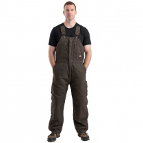 Berne Original Washed Insulated Bib Overall Quilt Lined Zip to Hip