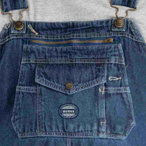 Heritage Unlined Washed Denim Bib Overall - On Model - Stone Wash Dark - Pocket Detail