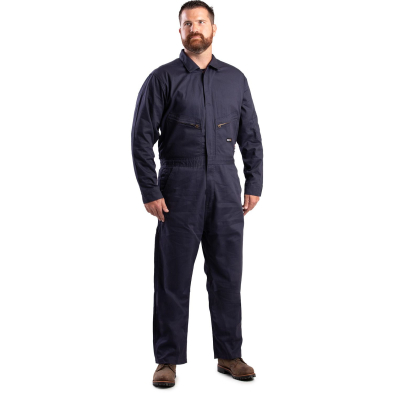 Berne Flame Resistant Unlined Deluxe Coverall - On Model - Navy - Front