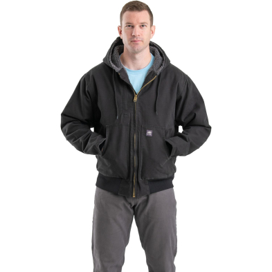 Berne Flex180 Washed Hooded Jacket - On Model - Black - Front