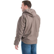 Berne Sanded Hooded Work Jacket Sherpa Lined - On Model - Greystone - Back