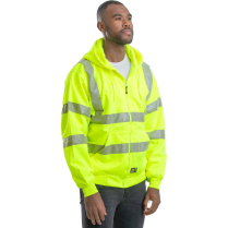 Berne Hi-Visibility Thermal Lined Hooded Sweatshirt-Class 3 - On Model - Hi-Visibility Yellow - Side