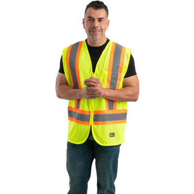Berne Hi-Visibility Mesh Multi-Color Vest-Class 2 - On Model - Hi-Visibility Yellow - Front