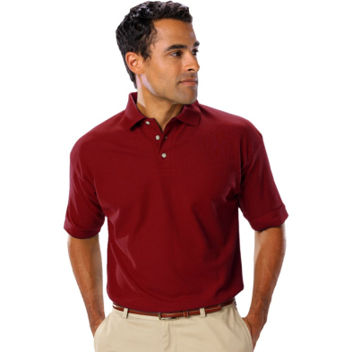 Blue Generation Men's Teflon Pique Polo without Pocket - On Model - Burgundy - Front