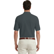 Blue Generation Adult Tonal Stripe Wicking Short Sleeve Polo - On Model - Graphite - Back