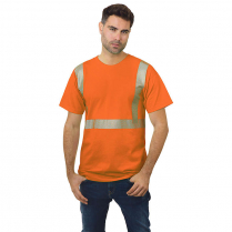 Custom Bayside Hi-Vis 100% Cotton Crew Tee Segmented Striping