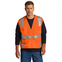 Custom CornerStone&reg; ANSI 107 Class 2 Mesh Six-Pocket Zippered Vest