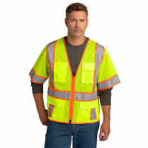 Custom CornerStone&reg; ANSI 107 Class 3 Surveyor Mesh Zippered Two-Tone Short Sleeve Vest