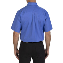 Edwards Men's Short Sleeve Stretch Poplin Shirt - On Model - Back - French Blue
