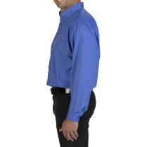 Edwards Men's Long Sleeve Stretch Poplin Shirt - On Model - Left Side - French Blue
