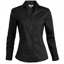 Edwards Women's V-Neck Long Sleeve Tailored Stretch Broadcloth Blouse