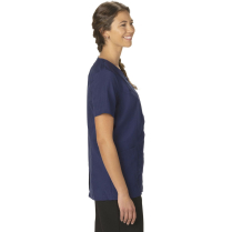 Edwards Ladies' Essential Soft-Stretch Scoop Neck Concealed Zipper Short Sleeve Tunic - On Model - Bright Navy - Right Side