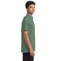 Mercer+Mettle Stretch Pique Full-Button Polo - On Model - Sage Heather - Side