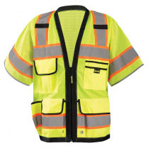 OccuNomix Solid/Mesh Heavy Duty Two-Tone Surveyor Vest with Zipper - Class 3