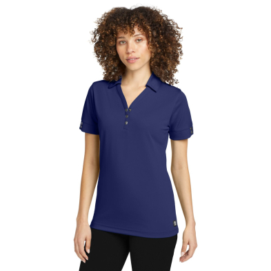 OGIO&reg; Ladies' Short Sleeve Glam Polo - On Model - Blueprint - Front