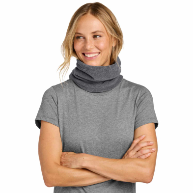 Port Authority Fleece Neck Gaiter - On Model - Midnight Heather - Front Up