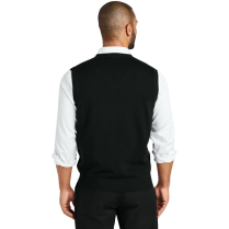 Port Authority Easy Care Sweater Vest - On Model - Deep Black - Back
