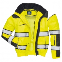 Portwest Hi-Vis Classic Bomber Jacket - Yellow-Black - Front with Sleeve Off