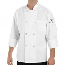 Chef Designs Eight Pearl Button Chef Coat w/Thermometer Pocket