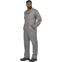 Bulwark FR Excel FR ComforTouch Deluxe Coverall - 6 oz. HRC2 - On Model - Grey - Left Side