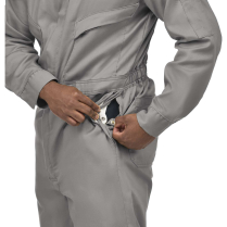 Bulwark FR Excel FR ComforTouch Deluxe Coverall - 6 oz. HRC2 - On Model - Grey - Lower Pass Through Pocket