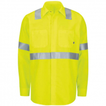 Custom Red Kap Long Sleeve Hi-Visibility Ripstop Work Shirt With Mimix&trade; + Oilblok, Type R Class 2