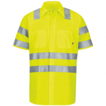 Custom Red Kap Short Sleeve Hi-Visibility Ripstop Work Shirt With Mimix&trade; + Oilblok, Type R Class 3