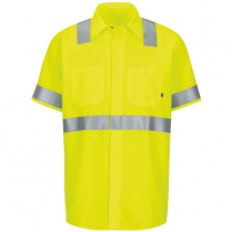 Custom Red Kap Short Sleeve Hi-Visibility Ripstop Work Shirt With Mimix&trade; + Oilblok, Type R Class 2