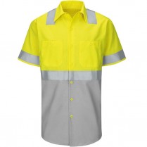 Custom Red Kap Hi-Visibility Colorblock Class 2 Level 2 Short Sleeve Ripstop  Work Shirt