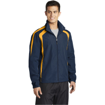 Sport-Tek Colorblock Raglan Jacket - On Model - True Navy-Gold - Three Quarter