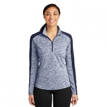 Sport-Tek&reg; Ladies' PosiCharge&reg; Electric Heather Colorblock 1/4-Zip Pullover