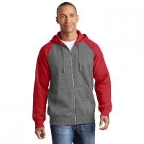 Sport-Tek&reg; Raglan Colorblock Full-Zip Hooded Fleece Jacket