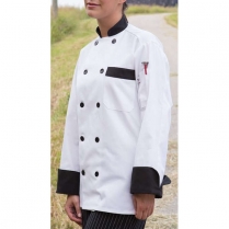 Uncommon Threads Newport 10 Black Button Poly Cotton Twill Chef Coat