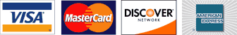 Accept all major credit cards: Visa, Mastercard, Discover, American Express