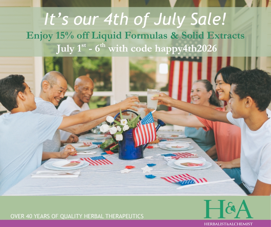 Use Promo HAPPY4TH2026 for 15% off Formulas and Solid Extracts.