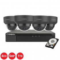 Cymbol 4CH IP Kit w/ 4 x 5MP Black VPD Cameras and 4CH 1TB NVR