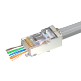 Simply45&reg; Cat5e Shielded Internal Ground Pass-Through RJ45 Modular Plugs 50 pc Clamshell &ndash; Blue Tint