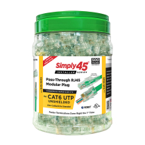 Simply45&reg; Cat6 Unshielded Pass-Through RJ45 &ndash; 500 Plugs &ndash; Green Tint