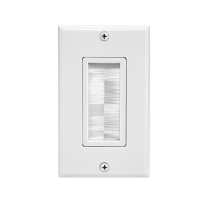 SynConnect Single Gang Brush Plate with Drywall Clip &ndash; White