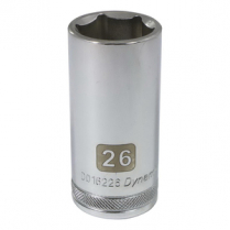 SOCKET METRIC 1/2IN HEX 26MM 6 3.03IN