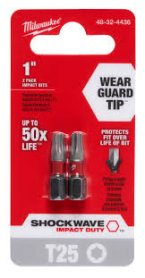 MILWAUKEE 48-32-4436 2PK 1" INSERT BIT T25
