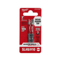 MILWAUKEE 48-32-4920 2PK SLOTTED POWER BITS #8/#10